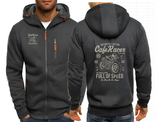 Cafe Racer Full of Speed Vintage Motorcycle Zip Hoodie