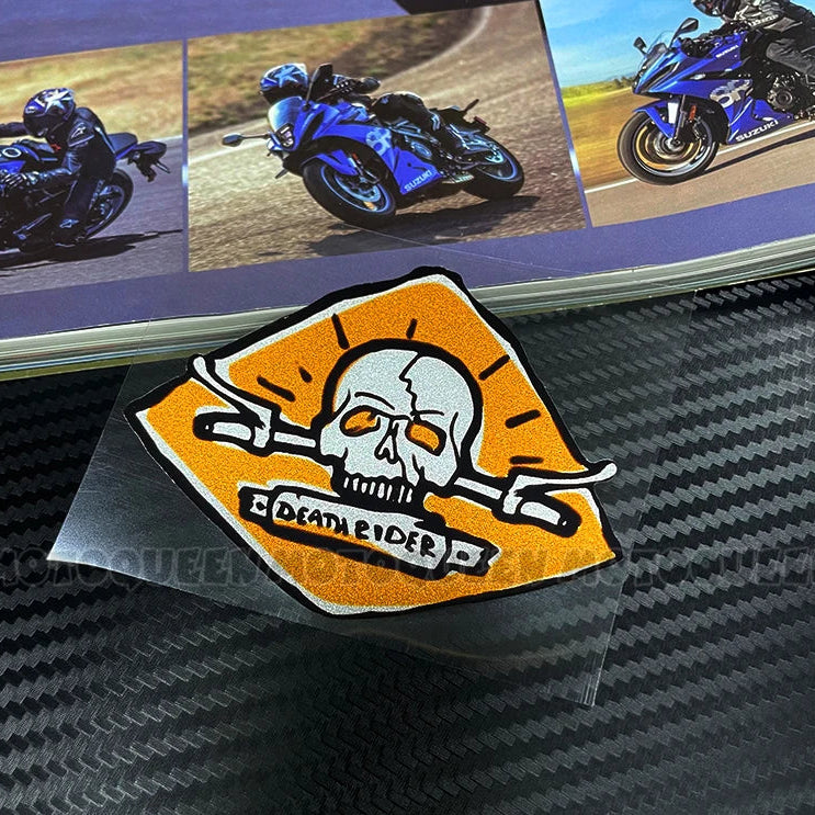 Cafe Racer Vintage Motorcycle Skull Sticker – Reflective PVC Decal for Helmet, Fuel Tank & Fender