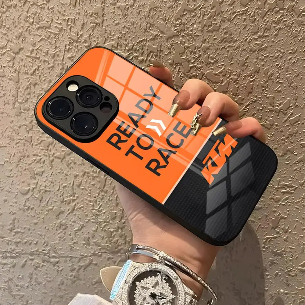 Motorcycle Racing iPhone Case – Glossy Glass Back with Silicone Bumper