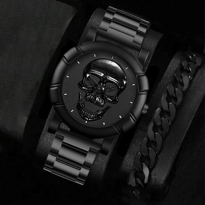 Skull Quartz Watch – Alloy Case with Optional Matching Bracelet