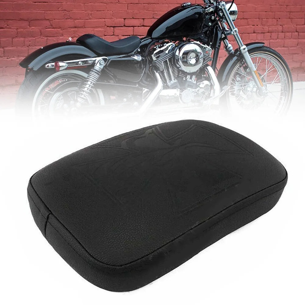 Black Leather Motorcycle Seat Cushion – Retro Custom Saddle Replacement