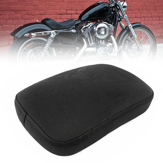 Black Leather Motorcycle Seat Cushion – Retro Custom Saddle Replacement