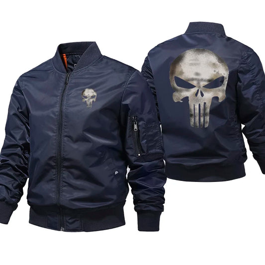 Skull Print Pilot Bomber Jacket – Men's MA-1 Flight Coat
