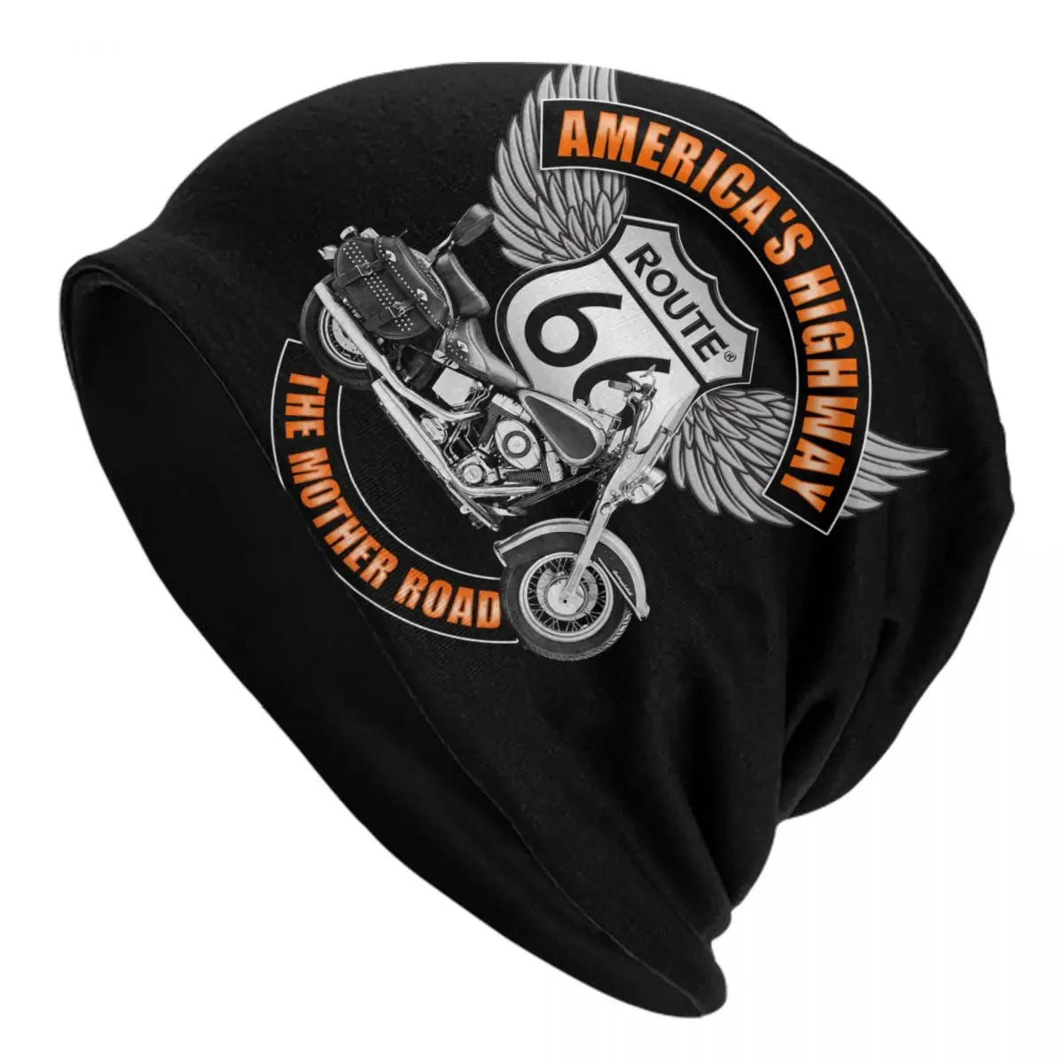 Route 66 Motorcycle Beanie Hat – Knitted Skull Cap for Riders