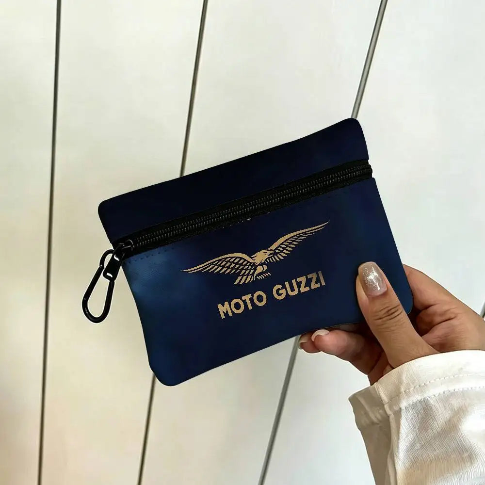 Motorcycle Logo Oxford Mini Coin Purse – Zipper Hanging Storage Pouch
