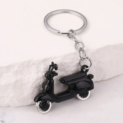 Mini Scooter Keychain – Vintage 3D Metal Moped Key Ring