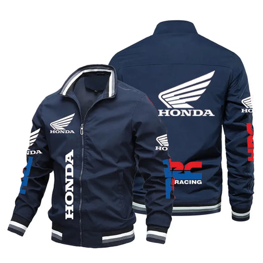 Motorcycle Pattern Bomber Jacket – Casual Sport Baseball Jacket for Men
