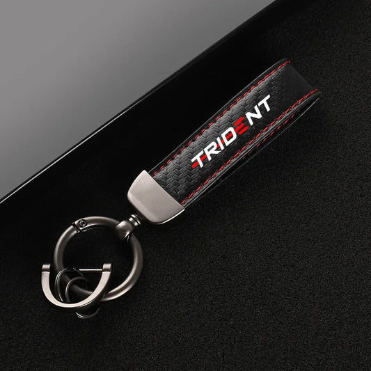 High-Grade Carbon Fiber Motorcycle Keychain – Leather Strap with D-Ring Clasp