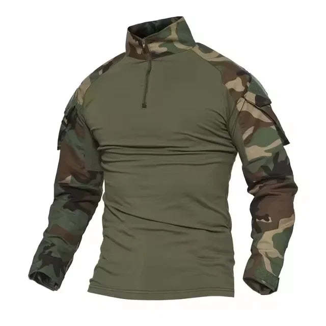 Men's Tactical Long Sleeve Hiking Shirt – Breathable Outdoor Camouflage Top