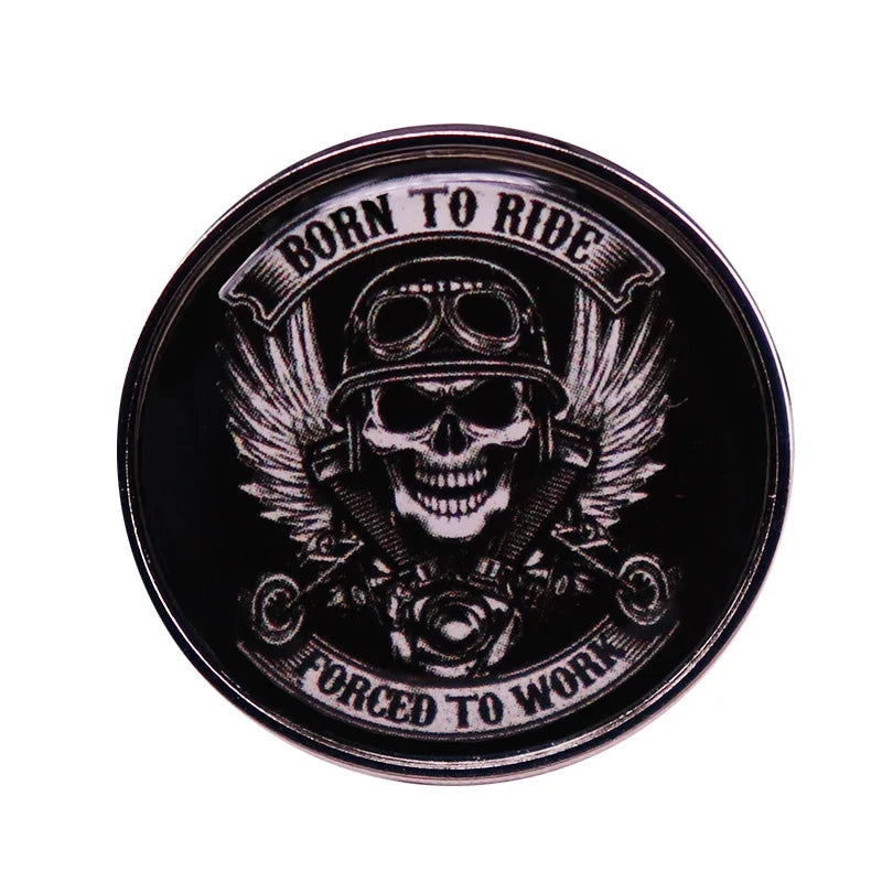 Vintage Motorcycle Club Brooch Pin — Heavy Metal Badge