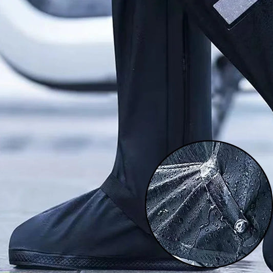Waterproof High-Tube Rain Boot Covers – Motorcycle & Cycling Shoe Protectors