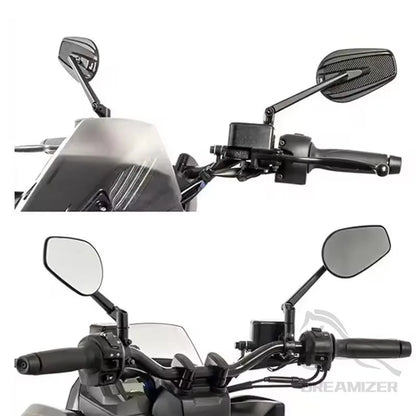 Specchietti retrovisori grandangolari per moto — Motivo fibra di carbonio | Orientabili a 360° | 8 mm e 10 mm | Coppia