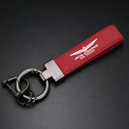 Suede Motorcycle Keychain — T-Bar Horseshoe Buckle Key Ring