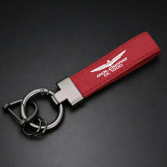Suede Motorcycle Keychain — T-Bar Horseshoe Buckle Key Ring
