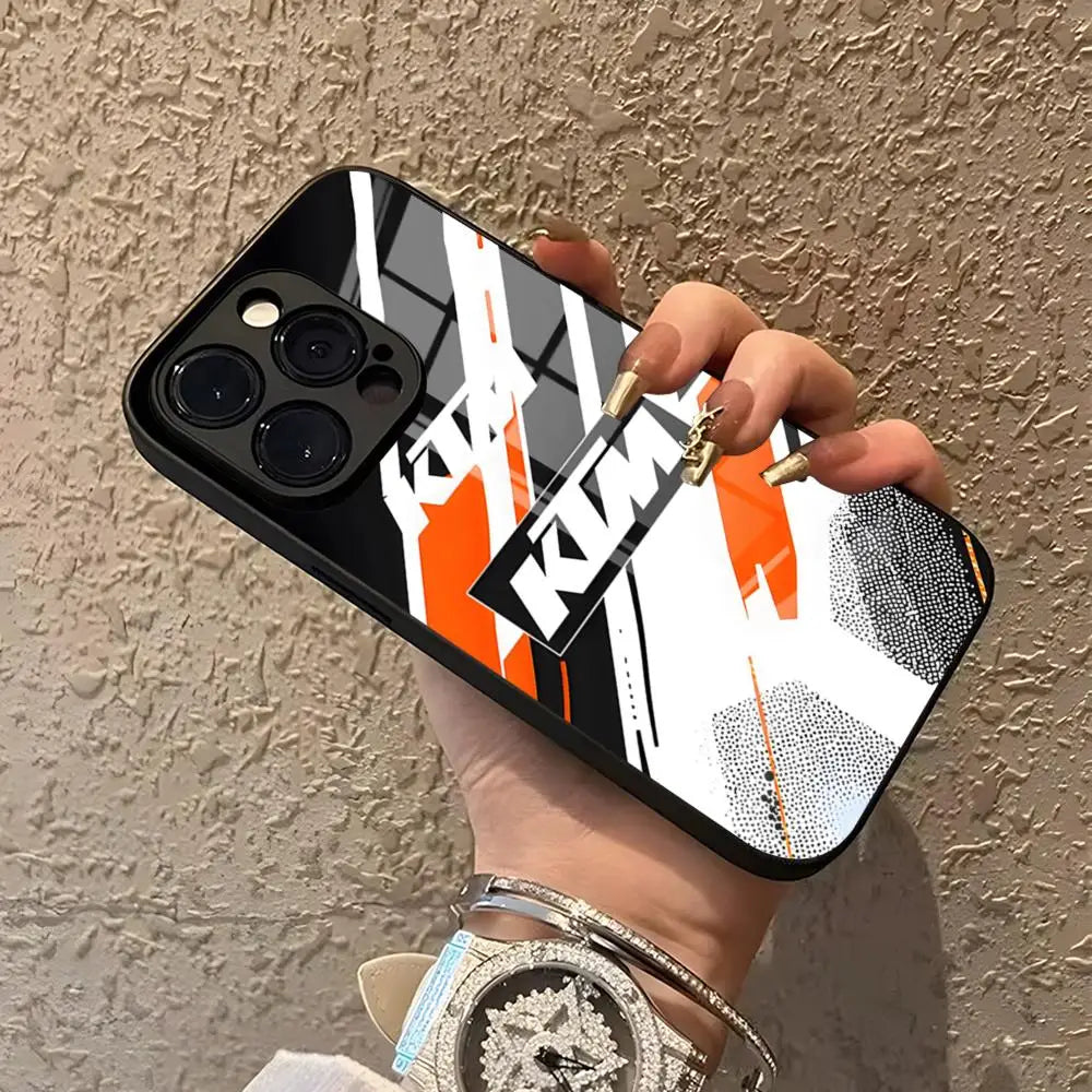 Motorcycle Racing iPhone Case – Glossy Glass Back with Silicone Bumper
