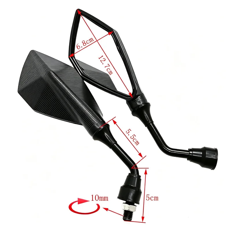 Wide-Angle Adjustable Rearview Mirrors – 10mm ABS Universal Motorcycle Bicycle (Pair)