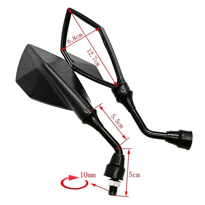 Wide-Angle Adjustable Rearview Mirrors – 10mm ABS Universal Motorcycle Bicycle (Pair)