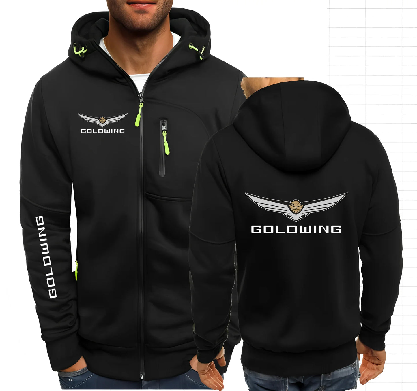 Moto Biker Fleece Zip Hoodie – Hand-Painted Print Slim Fit S–4XL
