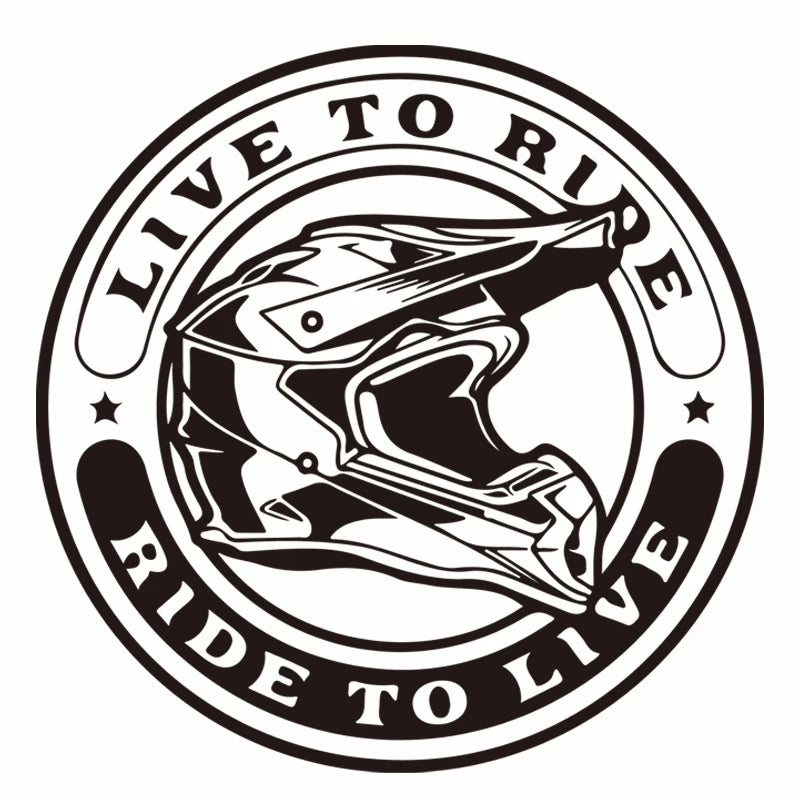 Live to Ride Motorcycle Vinyl Decal Sticker – 14.2 cm Round | 15 Finishes