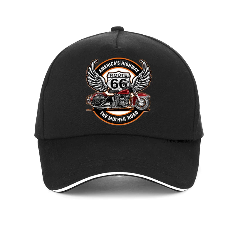 Route 66 Motorcycle Snapback Cap – Unisex Adjustable Baseball Hat