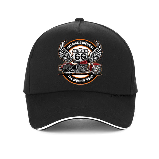 Route 66 Motorcycle Snapback Cap – Unisex Adjustable Baseball Hat