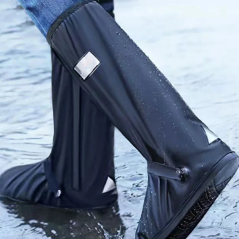 Waterproof High-Tube Rain Boot Covers – Motorcycle & Cycling Shoe Protectors