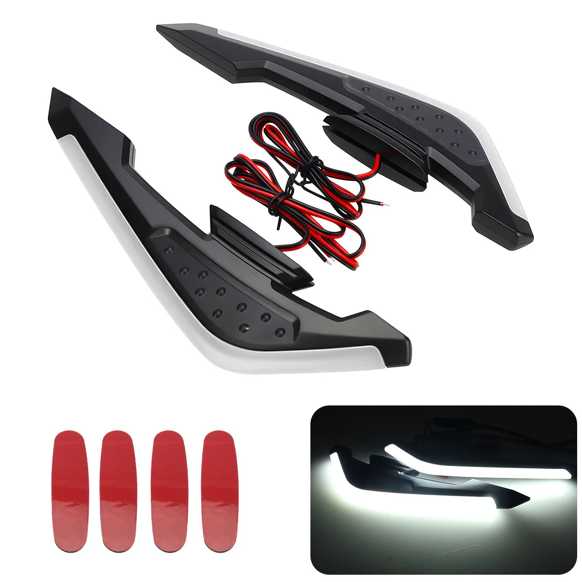 Ailerons aérodynamiques LED pour moto – Spoilers latéraux universels de carénage (2 pièces)