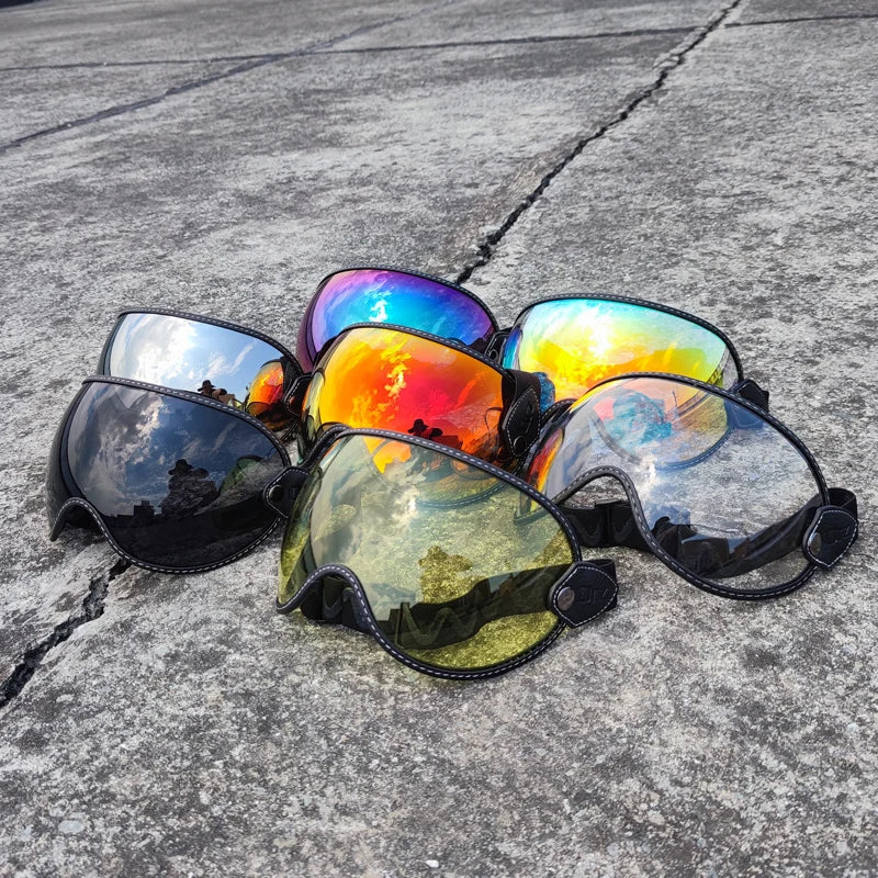 Retro Motorcycle Helmet Goggles – Bubble Lens All-Season