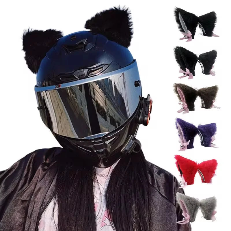Plush Motorcycle Helmet Cat Ears