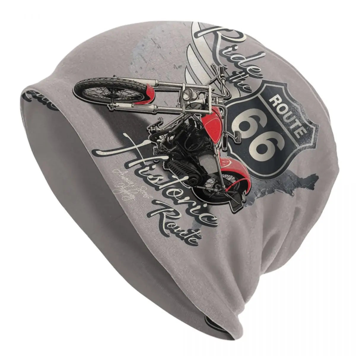 Route 66 Motorcycle Beanie Hat – Knitted Skull Cap for Riders
