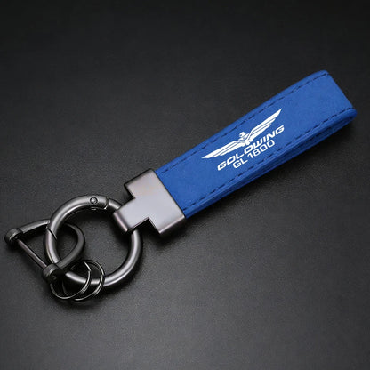 Suede Motorcycle Keychain — T-Bar Horseshoe Buckle Key Ring