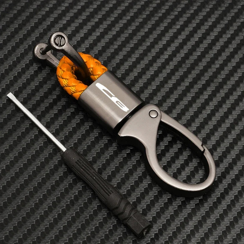CB Series Motorcycle Keychain – Zinc Alloy Braided Rope Key Ring