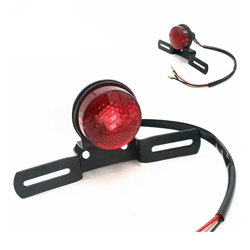 Retro Round Tail Brake Light with License Plate Mount – Universal Fit