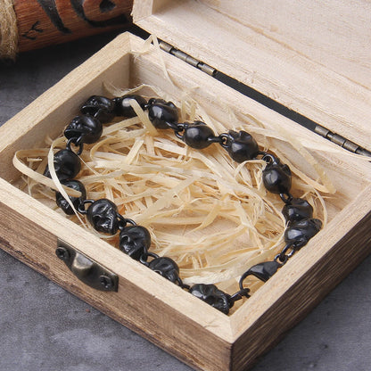 Vintage Skull Link Bracelet for Men – 316L Stainless Steel Punk
