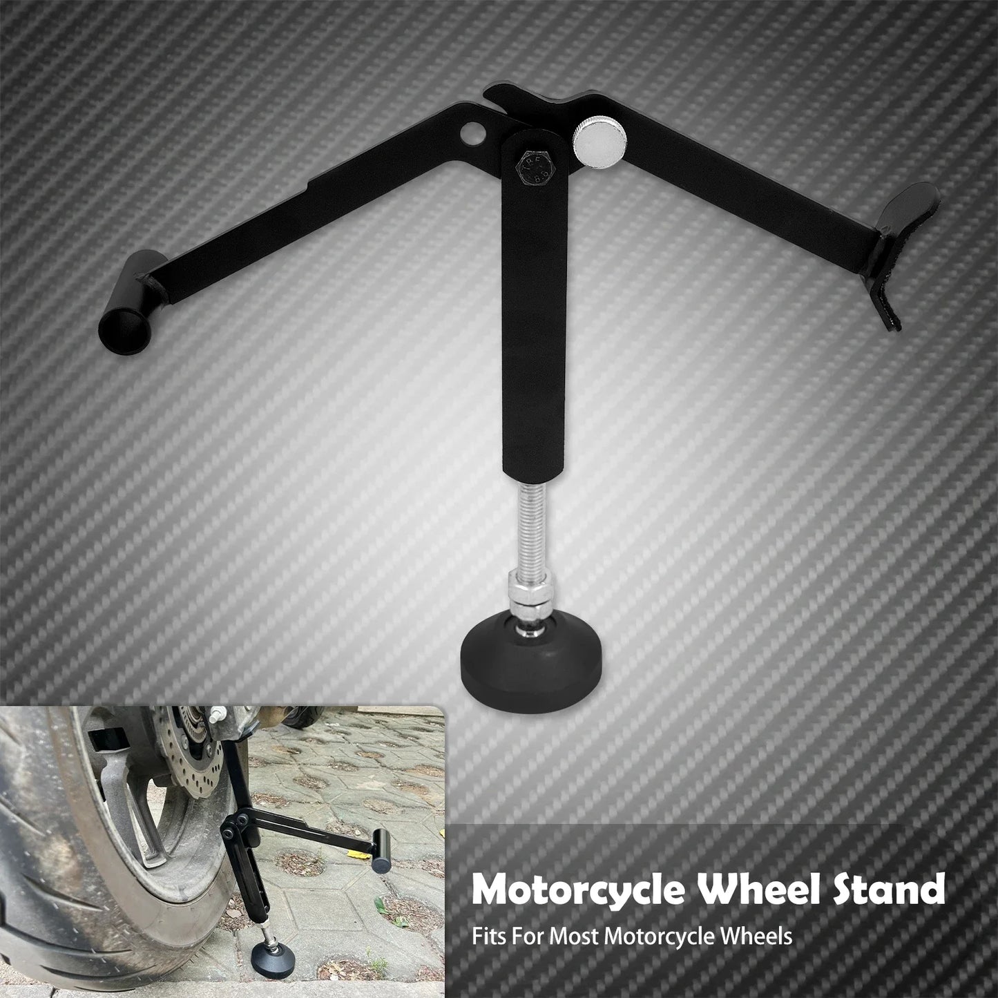 Universal Motorcycle Rear Wheel Stand – Telescopic Swingarm Lift | 110 kg Capacity