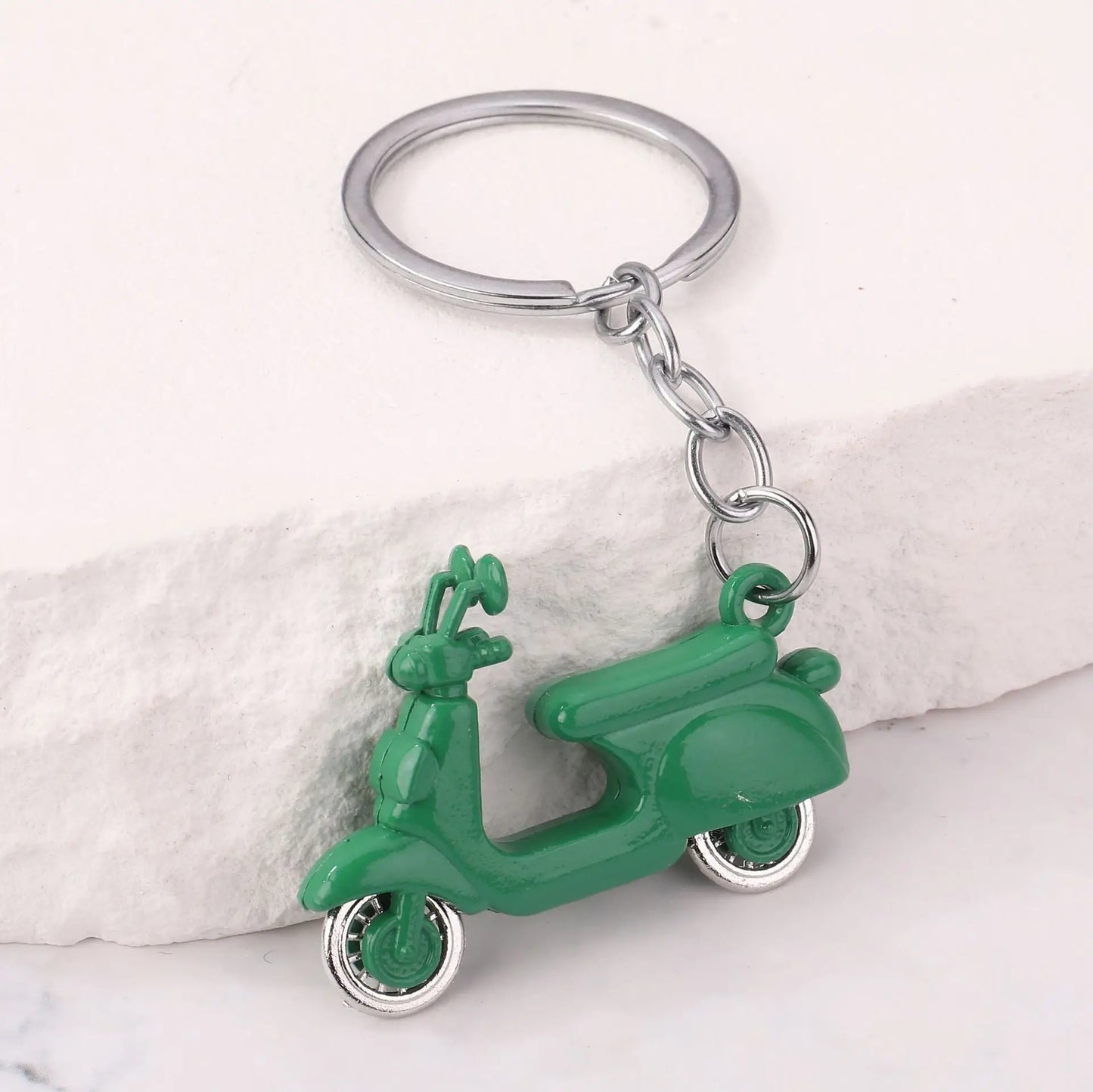 Mini Scooter Keychain – Vintage 3D Metal Moped Key Ring