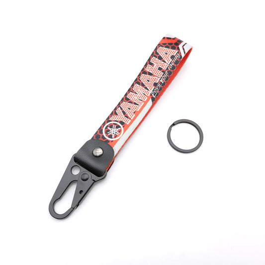 Motorcycle Leather Lanyard Keychain – Metal Carabiner Moto Key Strap
