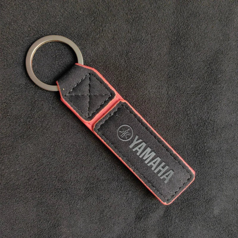 Suede & Leather Motorcycle Keychain – Zinc Alloy | Red & Black