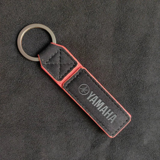 Suede & Leather Motorcycle Keychain – Zinc Alloy | Red & Black