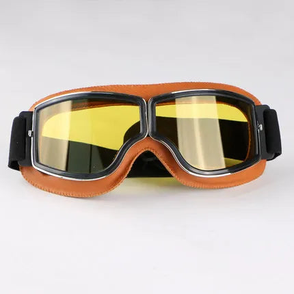 Retro Leather Motorcycle Goggles – Vintage Windproof Riding Glasses
