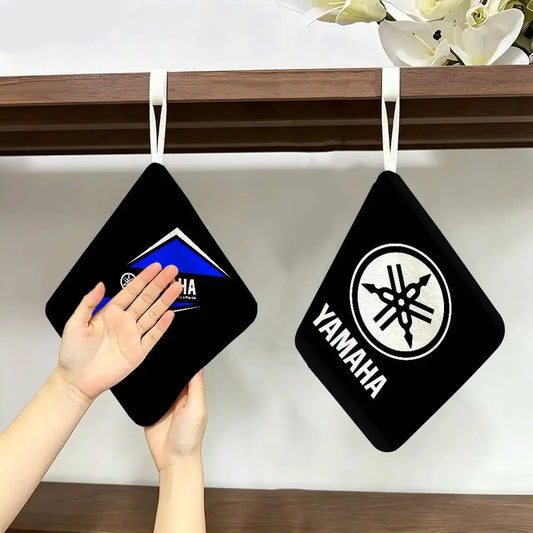 Racing Emblem Hanging Hand Towel – Blue & Black Moto Diamond Kitchen Cloth