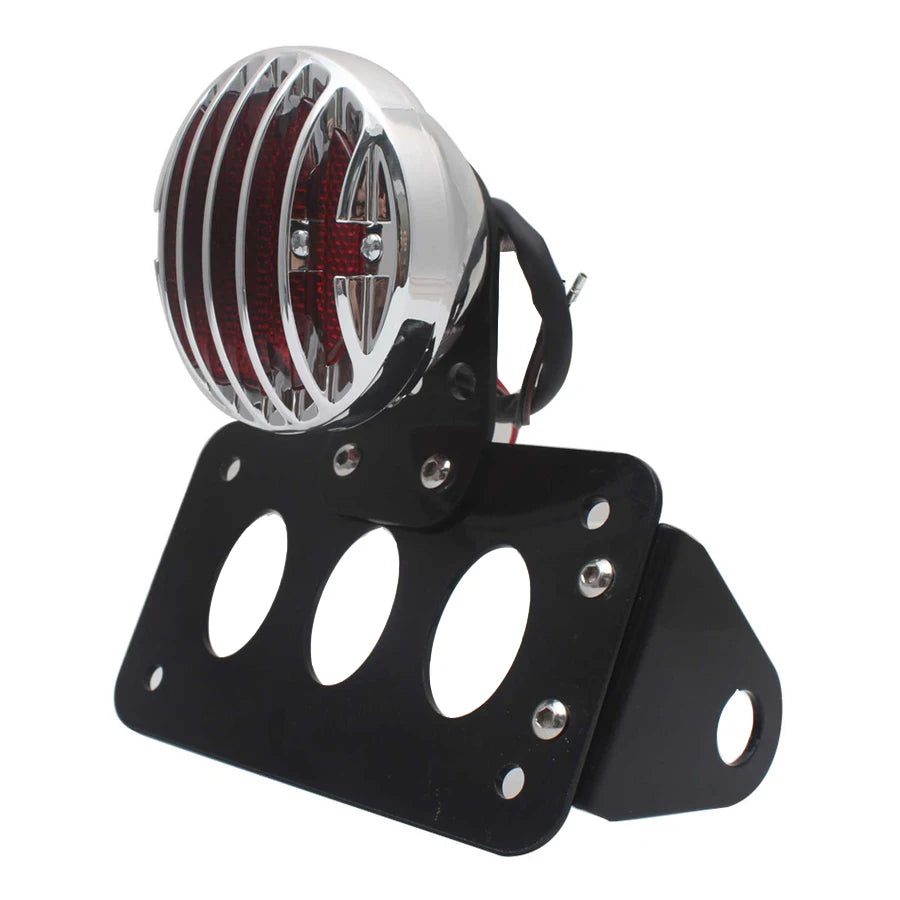 Đèn hậu LED lưới tản nhiệt dạng vây phong cách retro 12V đa năng kèm giá biển số bên hông – Bobber Chopper độ xe