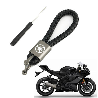 Motorcycle Braided Rope Keychain – Metal Keyring for Riders