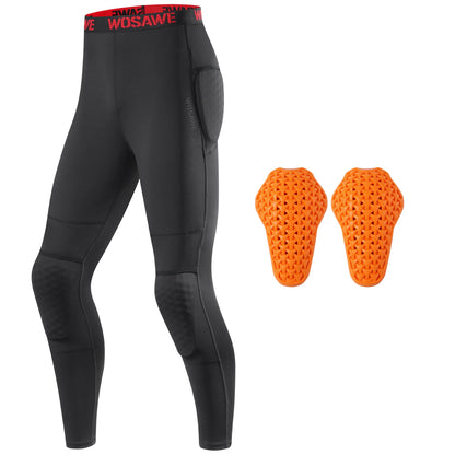 Moto Base Layer Compression Pants with Removable Knee & Hip Pads