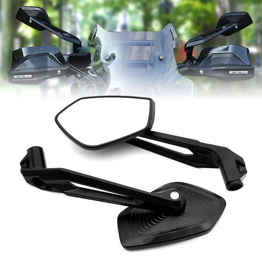 CNC Aluminum Adventure Motorcycle Rearview Mirrors — 360° Adjustable | GS & ADV Style | Black
