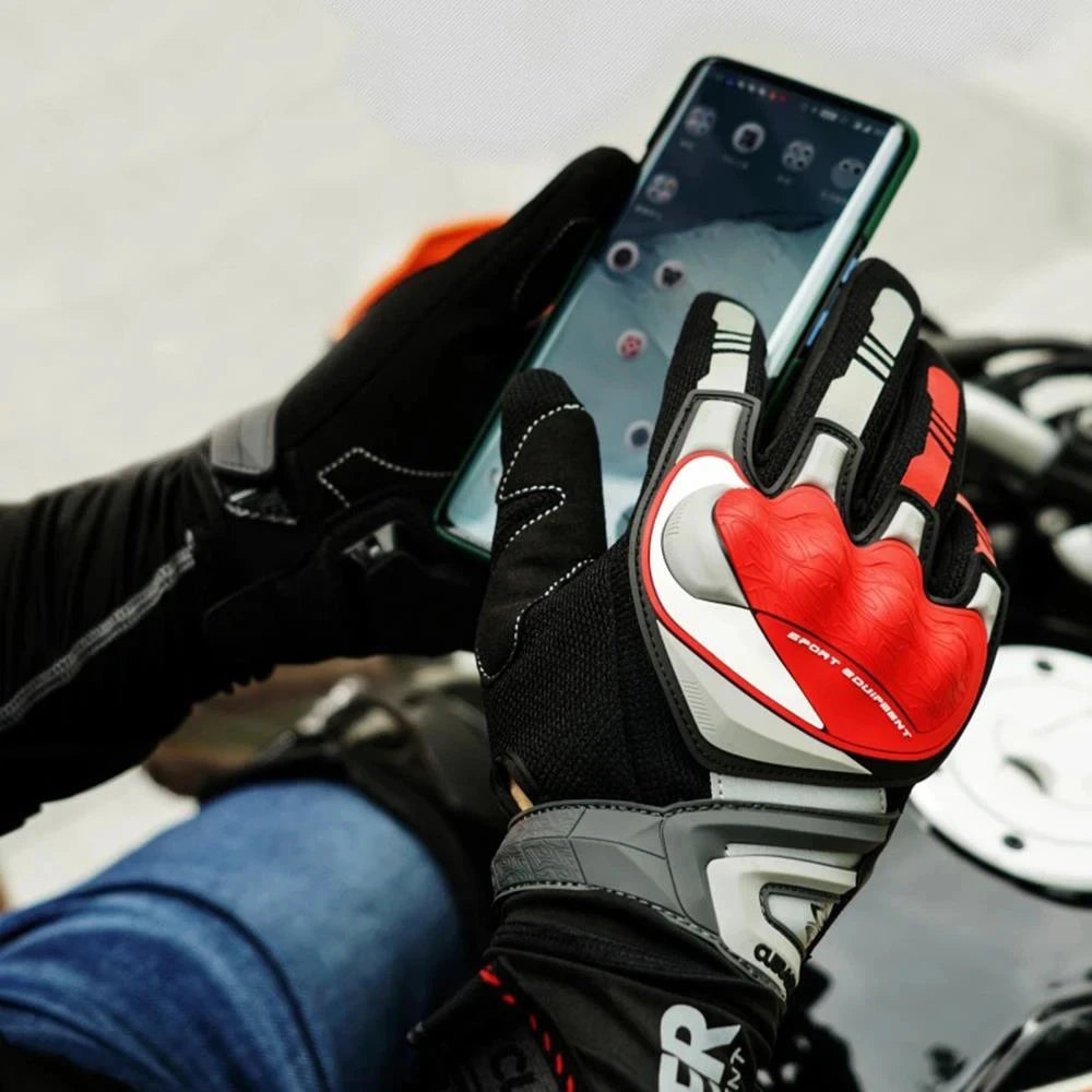 Full-Finger Motorcycle Gloves – Touchscreen, Hard-Shell Knuckle, Breathable