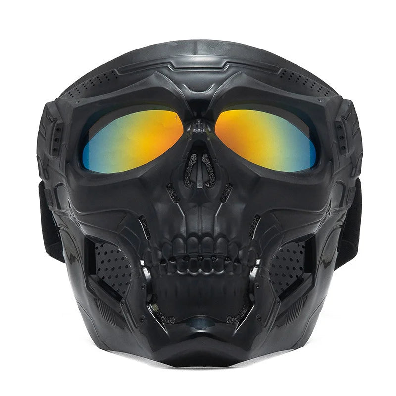Skull Full Face Motorcycle Mask with Colored Goggle