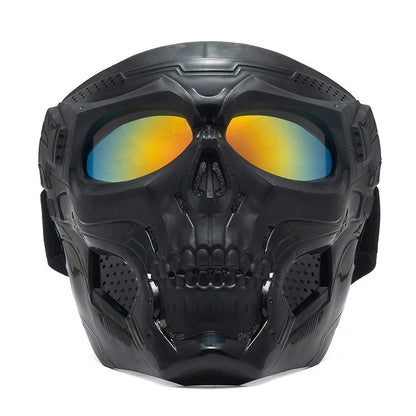 Skull Full Face Motorcycle Mask with Colored Goggle