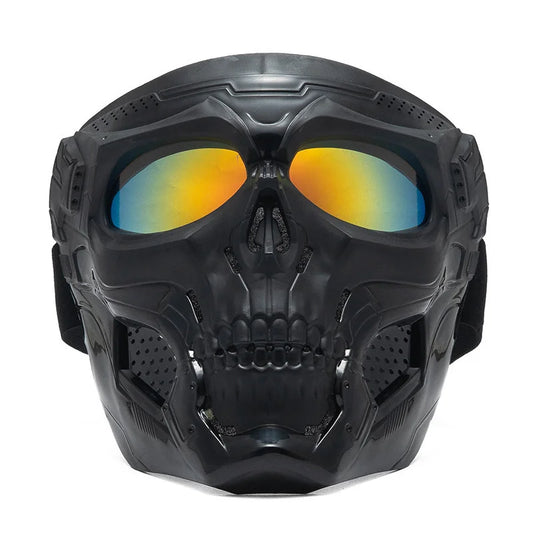 Skull Full Face Motorcycle Mask with Colored Goggle