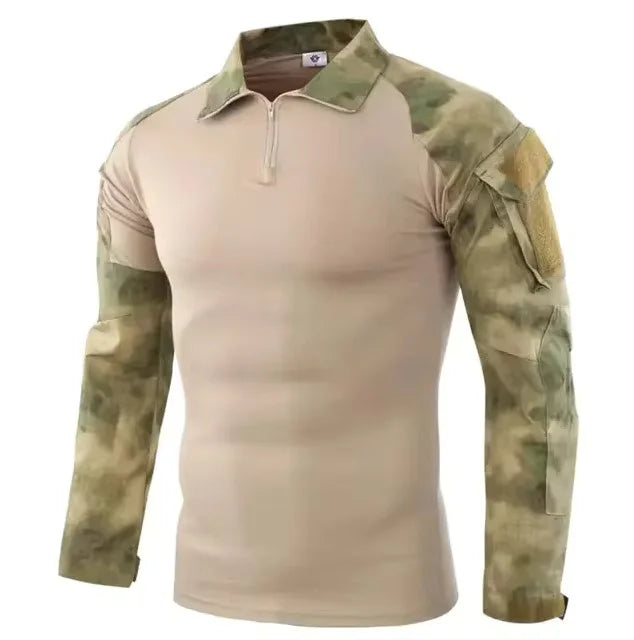 Men's Tactical Long Sleeve Hiking Shirt – Breathable Outdoor Camouflage Top